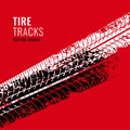 Red background with tire tracks mark Royalty Free Stock Photo