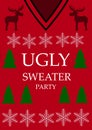 Red background. Ugly sweater party, vector Royalty Free Stock Photo