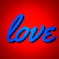 red background the word love in blue color