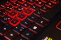 Red Backlit Computer Gaming Keyboard Action Gamer Equipment Cont Royalty Free Stock Photo