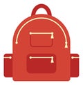 Red backpack icon. Kid school bag with pockets Royalty Free Stock Photo