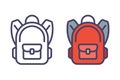 Red backpack icon for a schoolchild. Royalty Free Stock Photo
