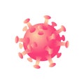 Red bacteria of coronavirus isometric vector. Biological epidemic of white viral pandemic.