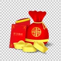 Red bag and Red packet for Chinese New Year and with gold coins