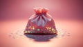 Red bag with sequins on pink background Royalty Free Stock Photo