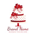 Red Bakery Logo Design with a Cake