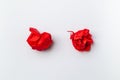A red ball of crumpled office paper on a white background. Royalty Free Stock Photo
