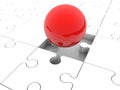 Red ball over white puzzle Royalty Free Stock Photo