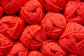 Red Ball of wool. Beautiful colored wools ball. Wool texture. Skeins of yarn. Natural material for knitting, creative Royalty Free Stock Photo