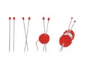 Red ball of wool and knitting needles Royalty Free Stock Photo