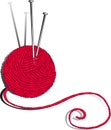 Red Ball of Yarn and Knitting Needles