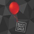 Red balloon on black polygonal background with inscription for p