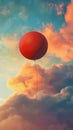 Red balloon floating against a colorful sky at sunset Royalty Free Stock Photo