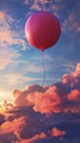 Red balloon floating in the sky at sunset Royalty Free Stock Photo