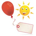 Red Balloon Price Sticker Funny Sun Face