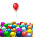 Red balloon rising from the pack isolated Royalty Free Stock Photo