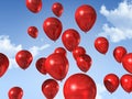 Red balloons on a blue sky Royalty Free Stock Photo