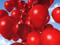 Red balloons on a blue sky Royalty Free Stock Photo