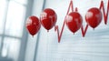 Red Balloons Floating Above Graph Indicating Economic Trends and Inflation Impacts