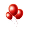 Red balloons group and bunch isolated on white background. Glossy and shiny realistic helium ballon. Decoration for