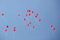Red balloons in the sky Royalty Free Stock Photo