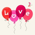 Red balloons with text Love.