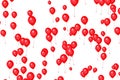 Red balloons on white background, color red, party festive holiday event, birthday Royalty Free Stock Photo