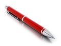 Red ballpoint pen isolated on white background. 3D illustration Royalty Free Stock Photo