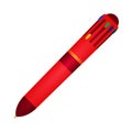 Red ballpoint pen with several colored cores