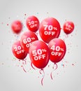 Red Baloons Discount. SALE concept for shop market store advertisement commerce. Market discount, red baloon. Business sale