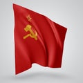 red banner of communism in 3d vector mesh style