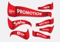 Red banner vector, Sale banner template, ribbons flat isolated, Labels, Stickers, Tags, Discount, icon vector Royalty Free Stock Photo