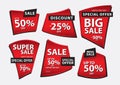 Red banner vector, Sale banner template, ribbons flat isolated, Labels, Stickers, Tags, Discount, icon vector Royalty Free Stock Photo