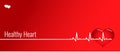 Red Banner with white line heartbeat and heart.