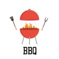 Red barbecue concept. Flat bbq party grill party