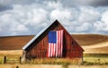 Red Barn with American flag Royalty Free Stock Photo