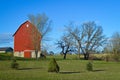 Red Barn With Bare Trees in Wisconsin