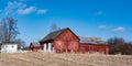 Red barn country web banner with blue sky Royalty Free Stock Photo