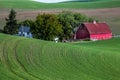 Red Barn in Green Field in the Palouse Royalty Free Stock Photo