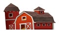 Red barn house on white background Royalty Free Stock Photo