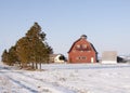 Red barn near Emmett, Idaho in winter