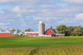 Red Barn and Buildings with Corn Field Foreground