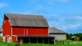 Red Barn with outbuildings in Wisconsin Royalty Free Stock Photo