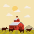 red barn over farm landscape Royalty Free Stock Photo