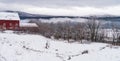 red barn overlooking river in rural Vermont Royalty Free Stock Photo