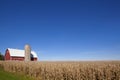 Red Barn, Silo and Corn Field Royalty Free Stock Photo