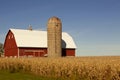 Red Barn, Silo and Corn Field Royalty Free Stock Photo