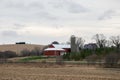 Red Barn and Silo in the Wisconsin Countryside Royalty Free Stock Photo