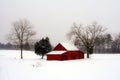 Red Barn in snow Royalty Free Stock Photo