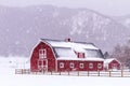 Red Barn in the Snow Royalty Free Stock Photo